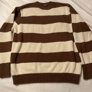 - Dark brown, and cream, thick striped sweater from brandy Melville